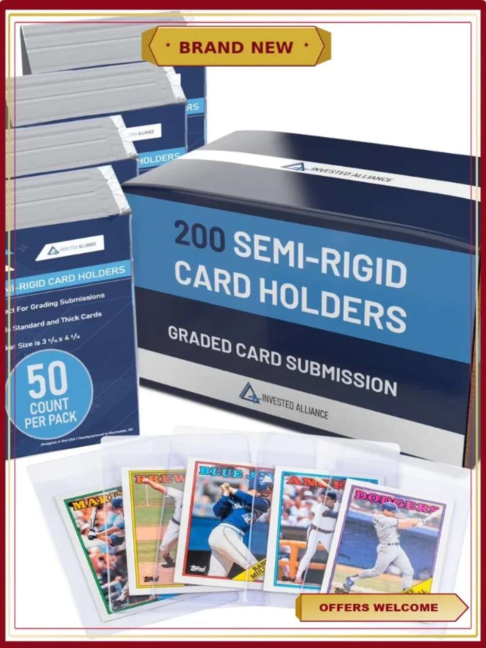 Semi Rigid Card Holders for PSA Grading – 200 Pack Crystal Clear